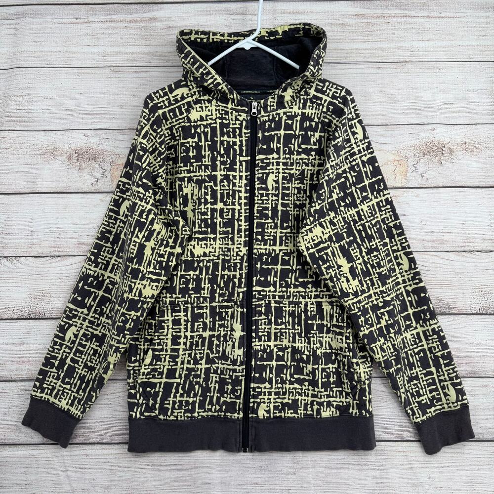 Nibus Clothing All Over Print Full Zip Hoodie Sweatshirt Adult‎ L Gray Yellow